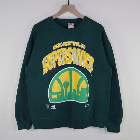 nutmeg mills Other - Vintage 90s Seattle SuperSonics Nutmeg Sweatshirt Size L NBA Basketball Green